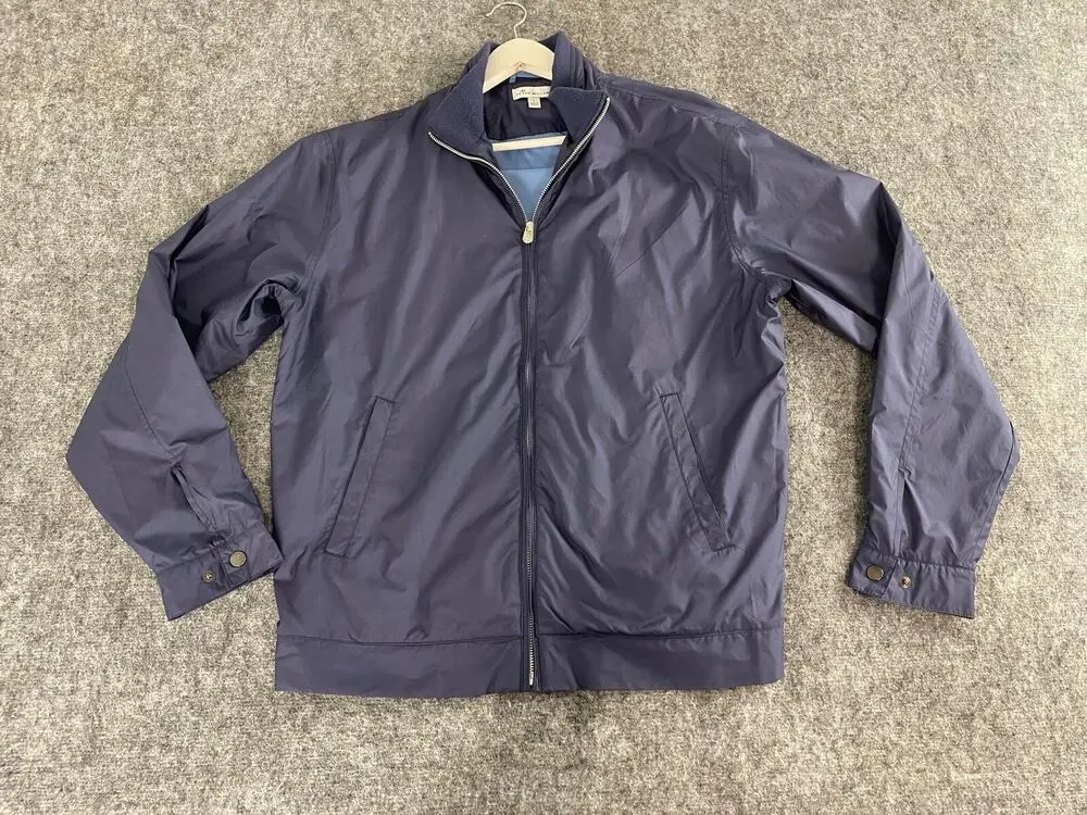 Peter Millar Jacket Mens Large Blue Full Zip Windbreaker Coat Pockets N19